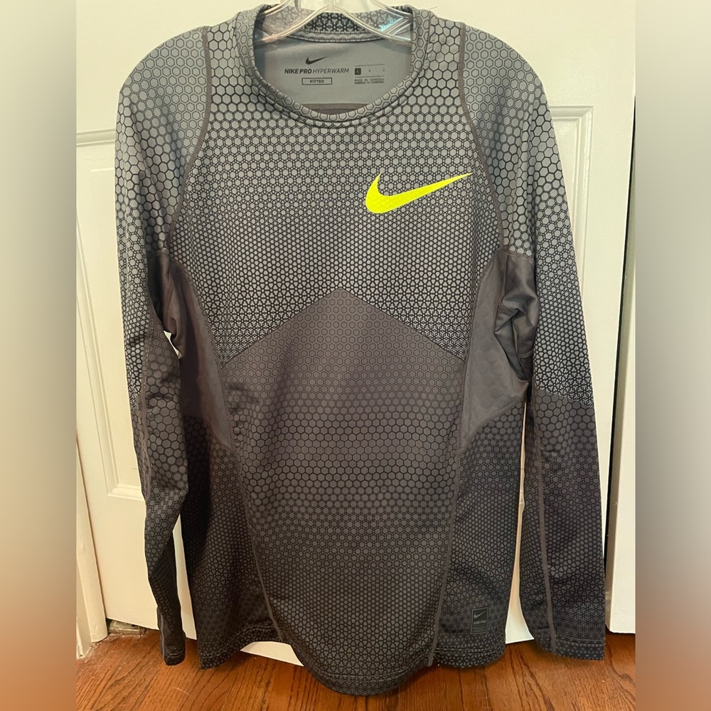 Nike Black and Yellow Long Sleeve Performance Shirt